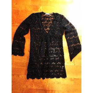 Melissa Odabash Crochet Dress Black Lace Cover Up
